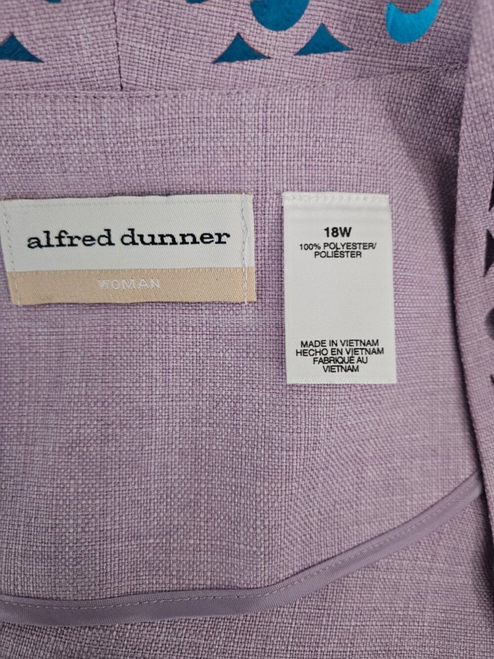Alfred Dunner Lavender Purple Eyelets Detail Long Sleeve 18W Open Front Blazer - Picture 5 of 6
